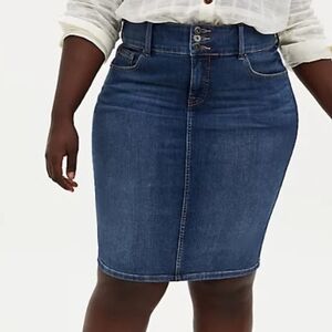 🆕 SIZE 16 DENIM MIDI SKIRT - MEDIUM WASH - JEGGING JEAN MATERIAL - 1X